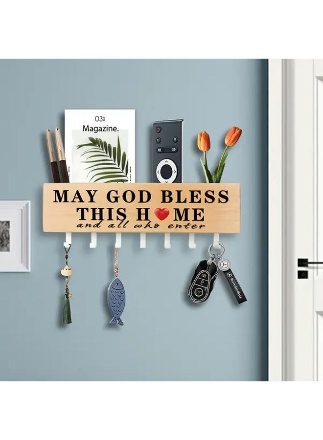 Black Wall Mounted Entry Door Key Hook Mail Organizer Storage Rack - Image 4